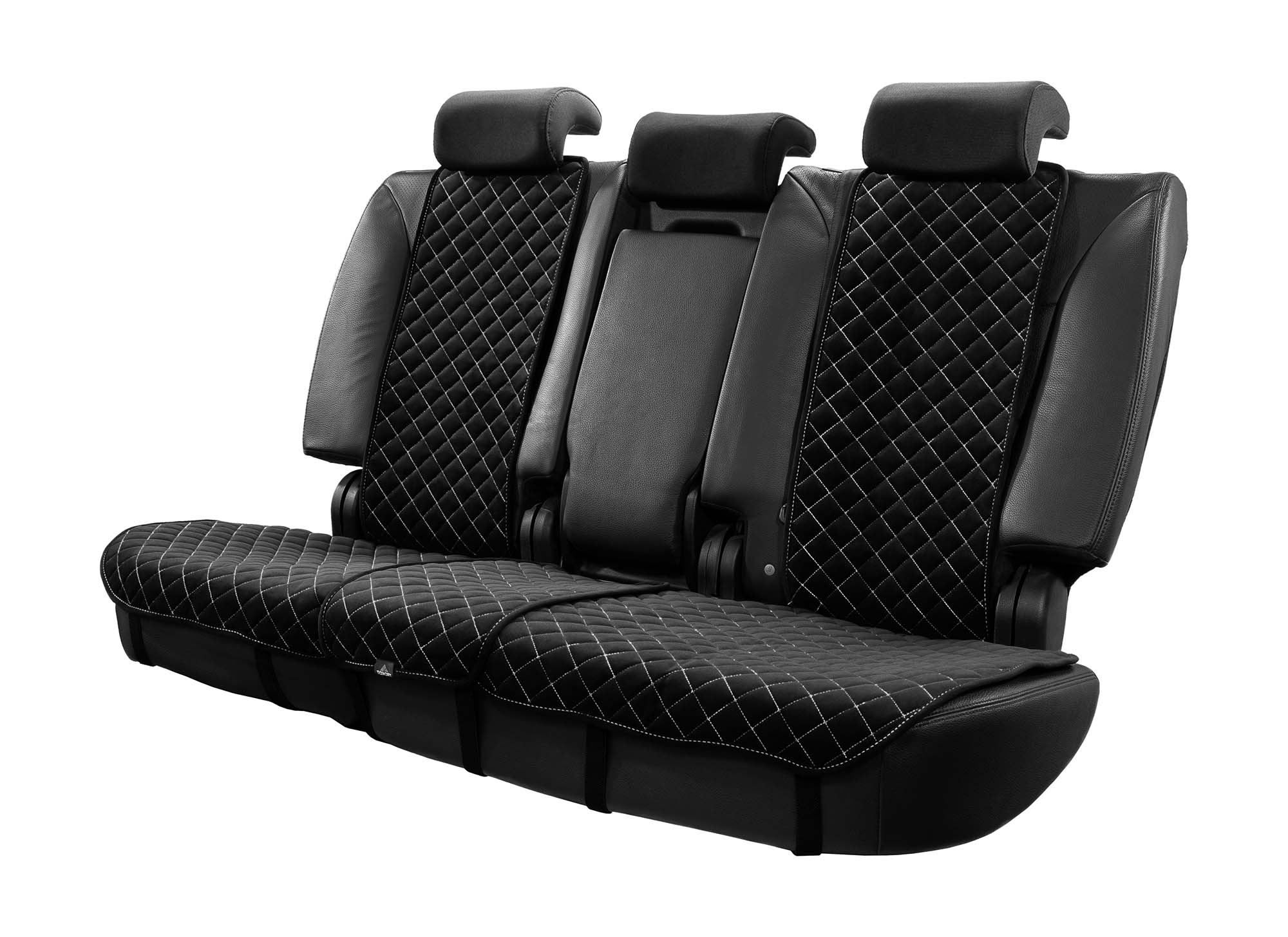  Накидки на сиденья Алькантара - Накидки из алькантары на задние сиденья черные с белой строчкой